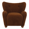 Leonard brown faux fur armchair with rounded arms and rubberwood legs - Sohowells