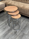 Elly Round Nest Of Tables Set - 3 Pieces Nesting Table Wood Top