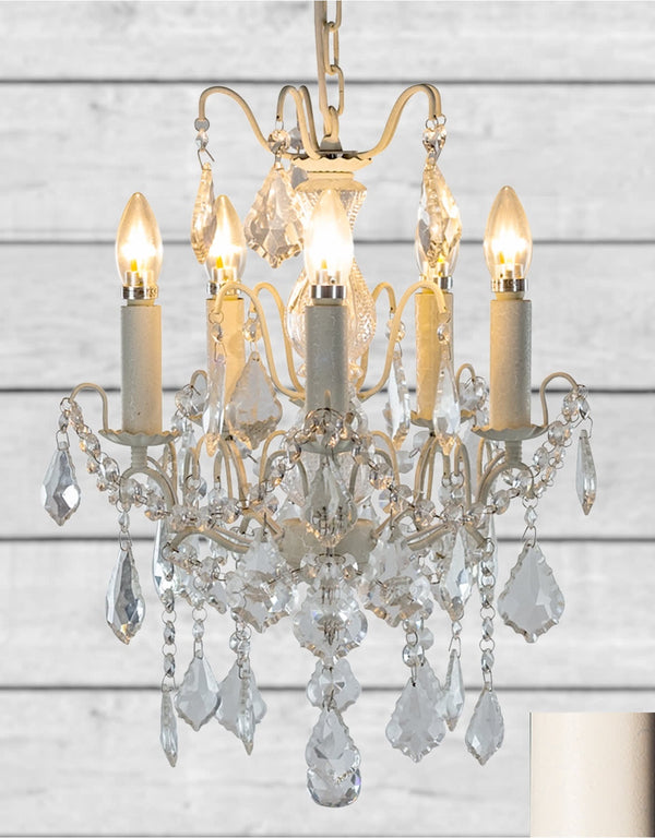 Antique Crackle White 5 Branch French Chandelier — alternate view