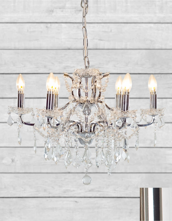 6 Branch Chrome Shallow Chandelier — alternate view