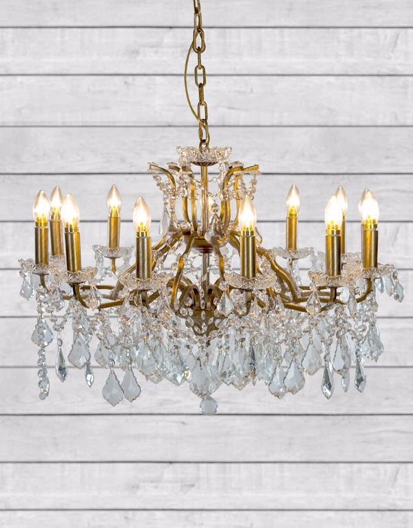 Large 12 Branch Brushed Gold Shallow Chandelier — additional view