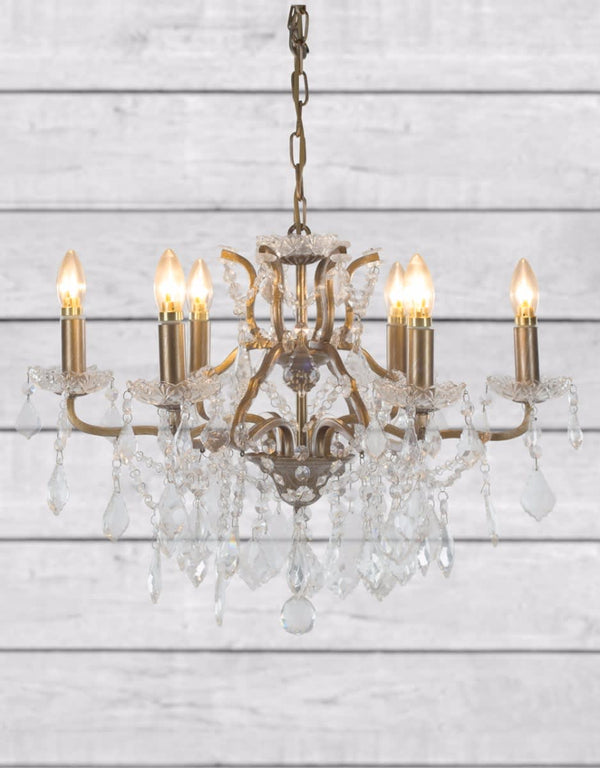 6 Branch Brushed Gold Shallow Chandelier — additional view