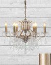 6 Branch Brushed Gold Shallow Chandelier — detail view