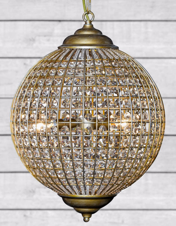 Large Gold Globe Chandelier — detail view