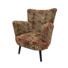 Jungle Love leopard print velvet armchair with magenta piping and black legs - Sohowells