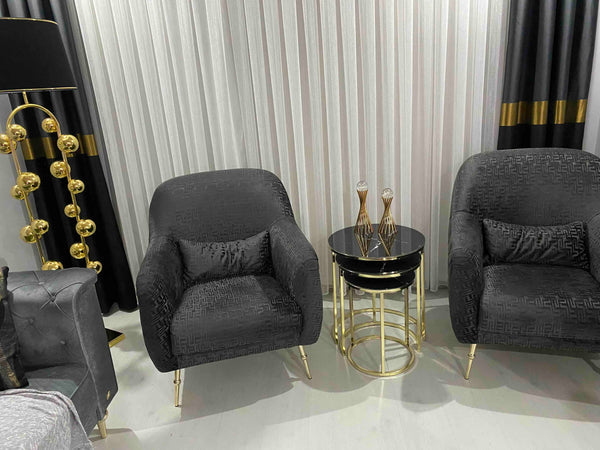 Milano Round Nest Of Tables Set - 3 Pieces Nesting Table Tempered Glass Top