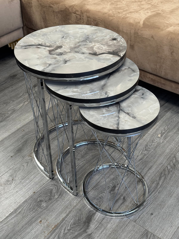 Emed Round Nest Of Tables Set - 3 Pieces Nesting Table Wood Top
