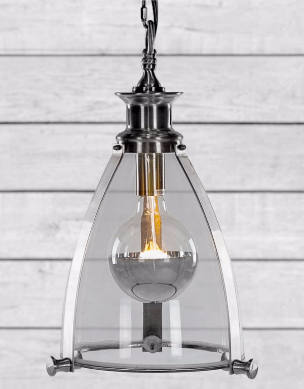 Chrome and Glass Lantern Ceiling Light — alternate view