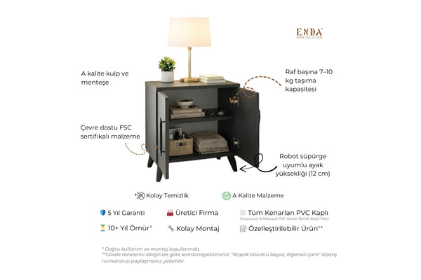 Additional styling view of Lumen anthracite bedside cabinet - Sohowells