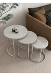 Newton Round Nest Of Tables Set - 3 Pieces Nesting Table Tempered Glass Top