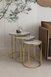 Durham Round Nest Of Tables Set - 3 Pieces Nesting Table Tempered Glass Top