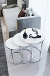 Newton Round Nest Of Tables Set - 3 Pieces Nesting Table Tempered Glass Top