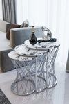 Brooklyn Round Nest Of Tables Set - 3 Pieces Nesting Table Tempered Glass Top