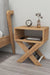 Light pine effect X-leg bedside table with magazine rack and open shelf - Sohowells