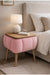 Pink teddy fabric upholstered Lina storage bedside table with wooden legs - Sohowells