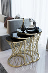 Wembley Round Nest Of Tables Set - 3 Pieces Nesting Table Tempered Glass Top