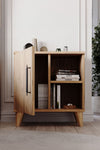 Side profile of light pine effect bedside cabinet showing 32cm depth - Sohowells