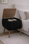 Close up of the black teddy fabric texture on the Lina bedside table - Sohowells