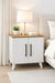 Lumen two door bedside table in two-tone white and Atlantic pine, front view