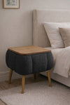 Grey Lina bedside table with the lift-up top open showing the storage compartment - Sohowells