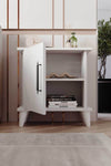 Side profile of the Adela matt white bedside cabinet - Sohowells