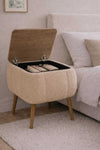 Close up of the beige teddy fabric texture on the Lina bedside table - Sohowells
