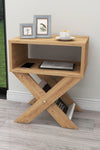 Close up detail of light pine effect wood finish on bedside table - Sohowells