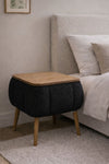 Black Lina bedside table with the lift-up top open showing storage inside - Sohowells