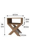Additional view of light pine effect X-leg side table with magazine slot - Sohowells