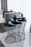 Paglia Round Nest Of Tables Set - 3 Pieces Nesting Table Tempered Glass Top