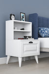 White bedside table with one drawer and two open shelves - Sohowells