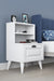 White bedside table with one drawer and two open shelves - Sohowells