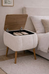 Close up of the white teddy fabric texture on the Lina bedside table - Sohowells