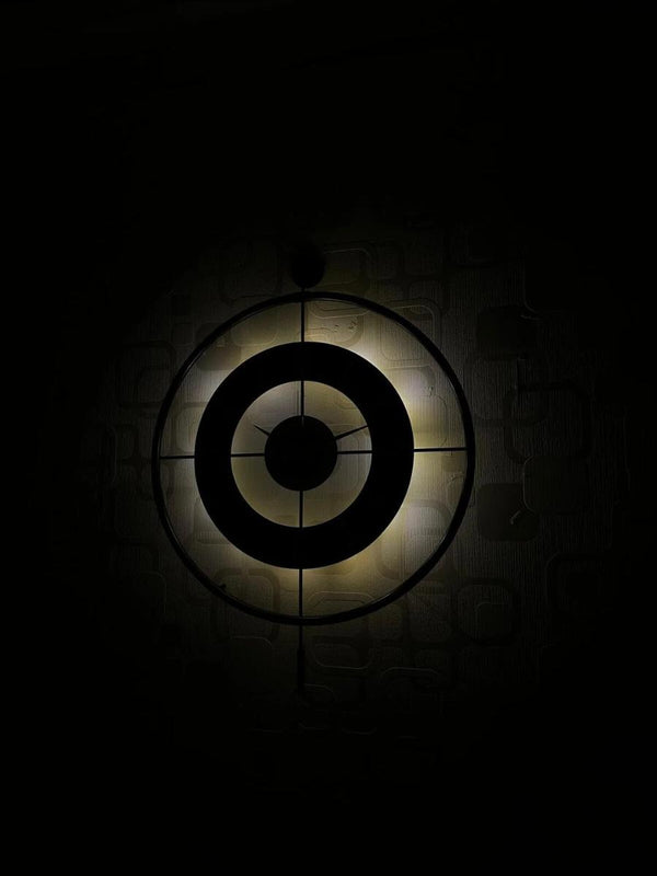 Large Decorative Wall Clock 60x80cm Metal Frame Modern Design with Glass & Led Lights For Living Room, Hallway, Kitchen, Office,Bedroom