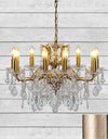 Medium 8 Branch Brushed Gold Shallow Chandelier — detail view