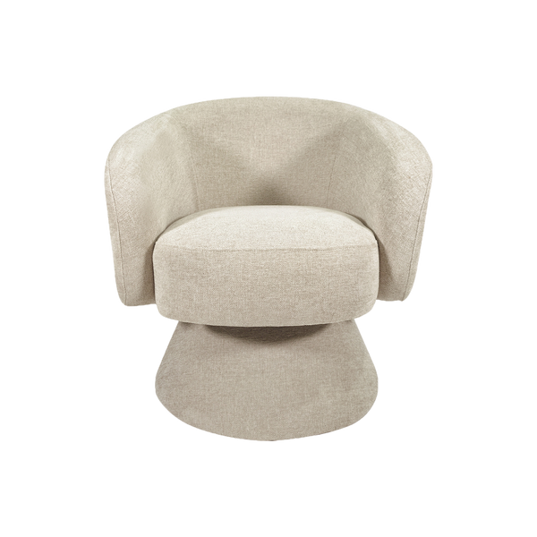 Manon ivory chenille swivel armchair with compact rounded frame - Sohowells