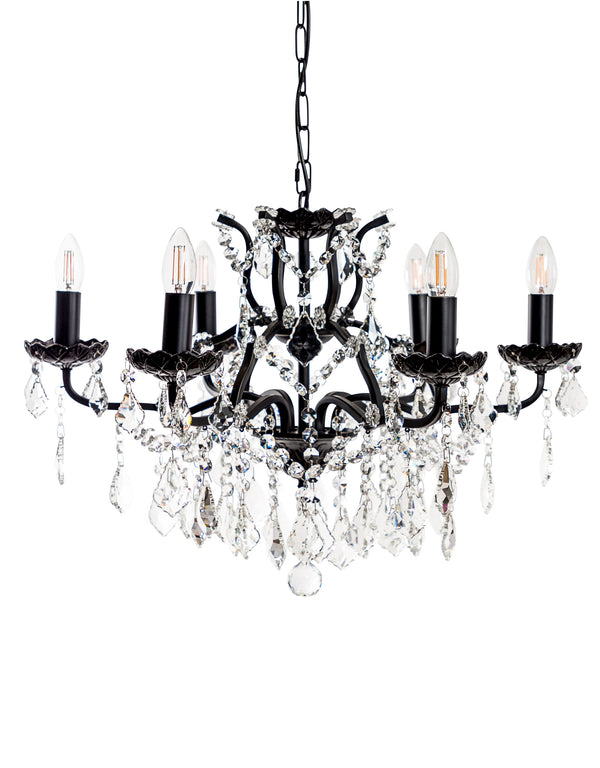 6 Branch Matt Black Shallow Chandelier
