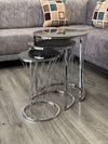 Paglia Round Nest Of Tables Set - 3 Pieces Nesting Table Tempered Glass Top