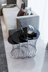Manhattan Round Nest Of Tables Set - 3 Pieces Nesting Table Tempered Glass Top