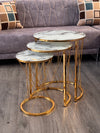 Roydon Round Nest Of Tables Set - 3 Pieces Nesting Table Tempered Glass Top