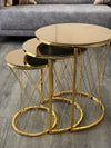 Tenerife Round Nest Of Tables Set - Mirror Top 3 Pieces Nesting Table