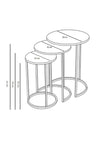 Milano Round Nest Of Tables Set - 3 Pieces Nesting Table Tempered Glass Top