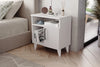 Kommen white bedside cabinet with cupboard and two open shelves - Sohowells