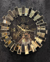 Piano Moving Gears Decorative Wall Clock Oversize Extra Large 32` Inch/80 cm Real Mirror & Glass Gold