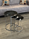 Attalia Round Mirrored Nest Of Tables Set - Mirror Top 3 Pieces Nesting Table