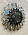 Piano Decorative Wall Clock Oversize Extra Large, Real Mirror & Glass Chrome
