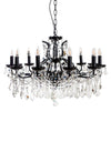 Large 12 Branch Matt Black Shallow Chandelier