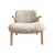 Denis beige compact armchair with wool effect upholstery and natural wood legs - Sohowells