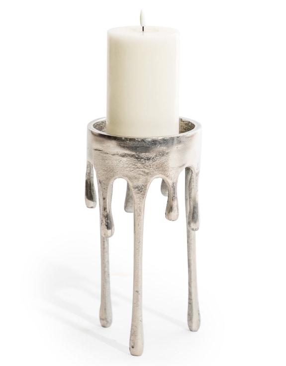 Large Raw Nickel "Dali" Drip Candle Holder