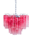 Chrome with Multi Pink Waved Cylinder Glass Chandelier
